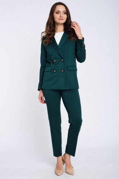 Брюки и жакет серый из вискозы для делового стиля Domna 16063 темно-зеленый(170) - фото 7