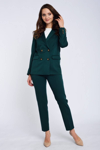 Брюки и жакет серый из вискозы для делового стиля Domna 16063 темно-зеленый(170) - фото 6