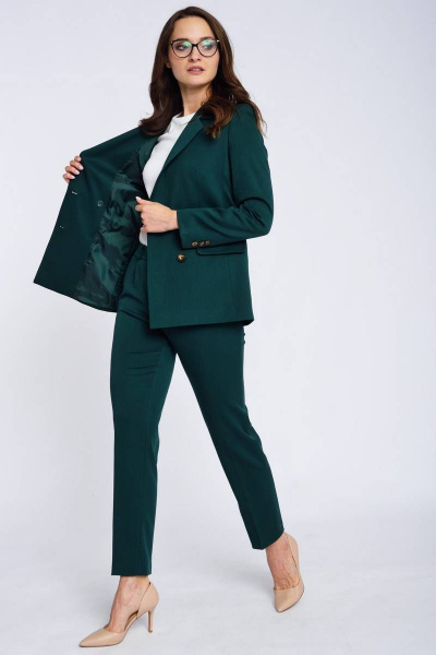 Брюки и жакет серый из вискозы для делового стиля Domna 16063 темно-зеленый(170) - фото 4