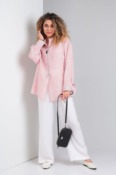 Блуза DOGGI 0160 фламингово-белая полоска - фото 2