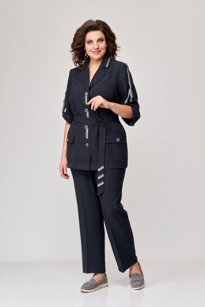 Брюки, жакет, пояс T&N 7363 темный_графит - фото 1