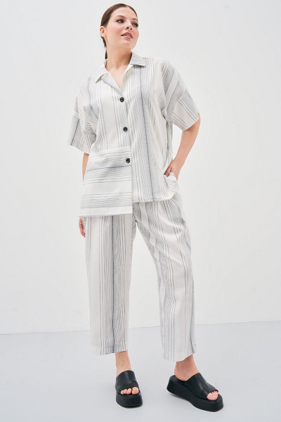 Брюки укороченные свободного силуэта из хлопка и льна Art Ribbon M3821B - фото 3