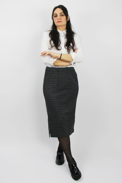 Серая вязаная юбка с отрезной боковой деталью Полесье С7081-20 1С1010-Д43 158,164 т.антрацит - фото 2