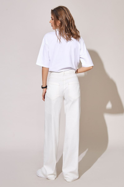 Демисезонный костюм из текстиля с прямым жакетом и брюками Rivoli 8026.3+5165.3 молочный - фото 5