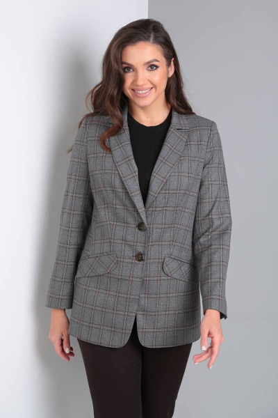 Клетчатый брючный костюм с зауженными брюками и жакетом LS 106 - фото 2