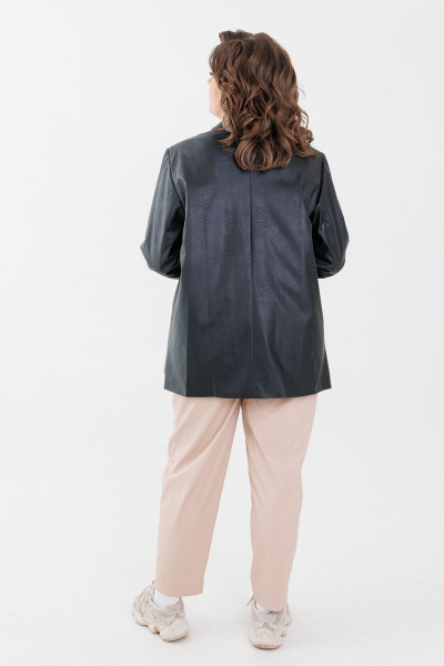 Экокожаное жакето-кимоно с манжетами и съемным поясом Anelli 1186 черный(оникс) - фото 3