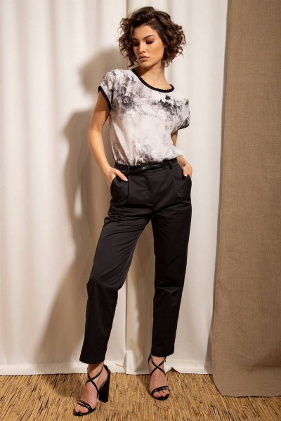 вискозная блуза с квадратным вырезом и сборкой Nova Line 20708 серый - фото 5