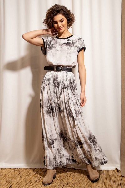 вискозная блуза с квадратным вырезом и сборкой Nova Line 20708 серый - фото 1