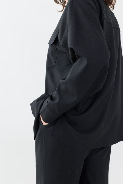 Рубашка классическая прямая из вискозы с разрезами Anelli 1293.1 черный - фото 5