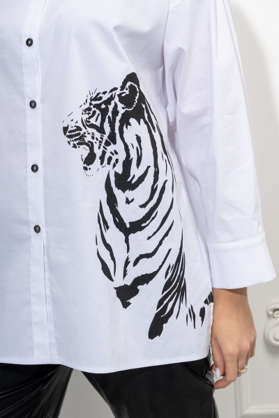 Белая рубашка прямого кроя на пуговицах, с бантовой складкой Luna 094 белый - фото 2