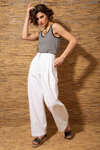 Мультиколорный полосатый джемпер с V-образным вырезом Nova Line 20723 Полоска_чёрная - фото 1