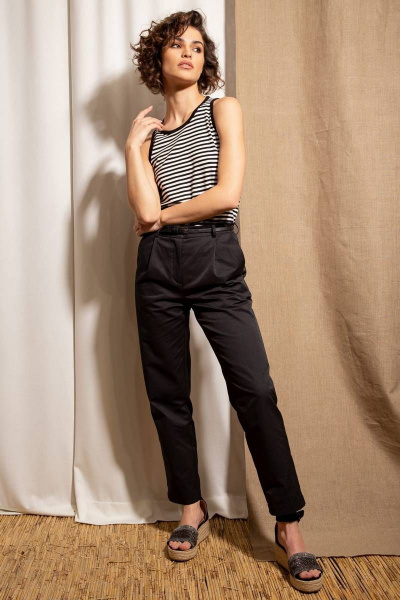 Мультиколорный полосатый джемпер с контрастной окантовкой Nova Line 20725 Полоска_чёрная - фото 2