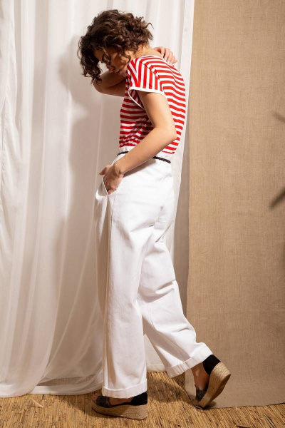 Майка в полоску из трикотажа для демисезона Nova Line 20727 Полоска_красная - фото 6