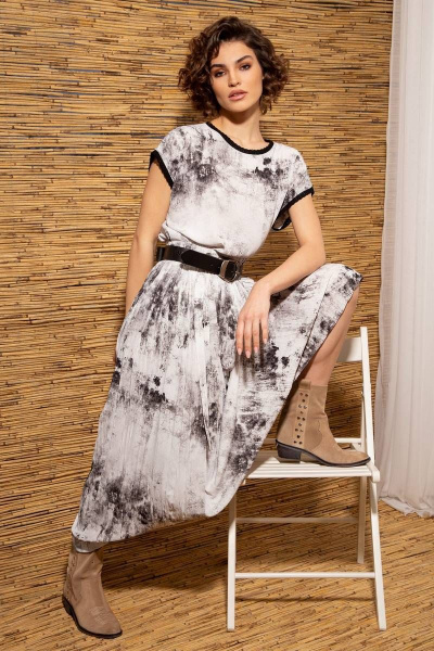 Юбка из вискозы и трикотажа с абстрактным принтом Nova Line 3793 серый - фото 5