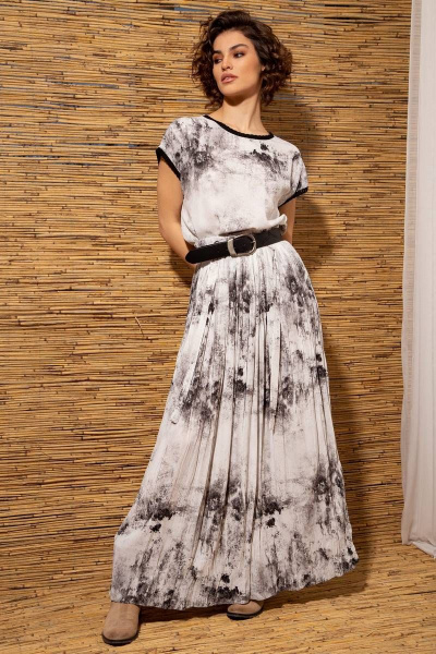 Юбка из вискозы и трикотажа с абстрактным принтом Nova Line 3793 серый - фото 3