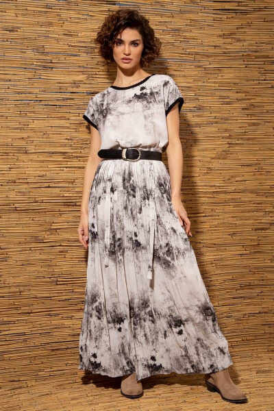 Юбка из вискозы и трикотажа с абстрактным принтом Nova Line 3793 серый - фото 2