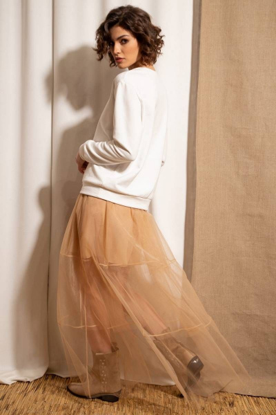 Модная миди юбка из полупрозрачной сетки с воланами Nova Line 3797 - фото 5