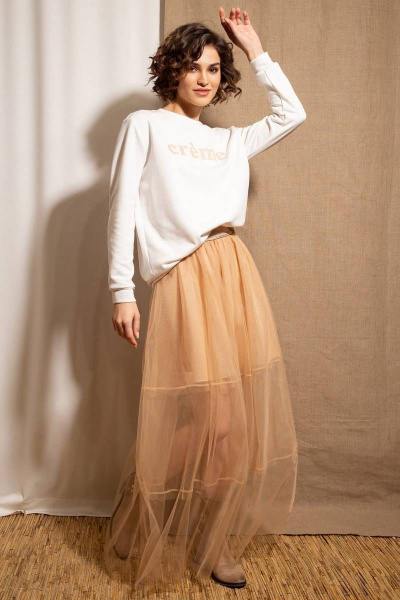 Модная миди юбка из полупрозрачной сетки с воланами Nova Line 3797 - фото 4