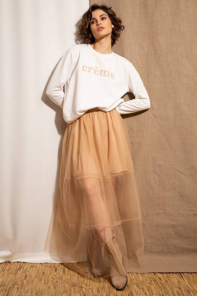 Модная миди юбка из полупрозрачной сетки с воланами Nova Line 3797 - фото 3