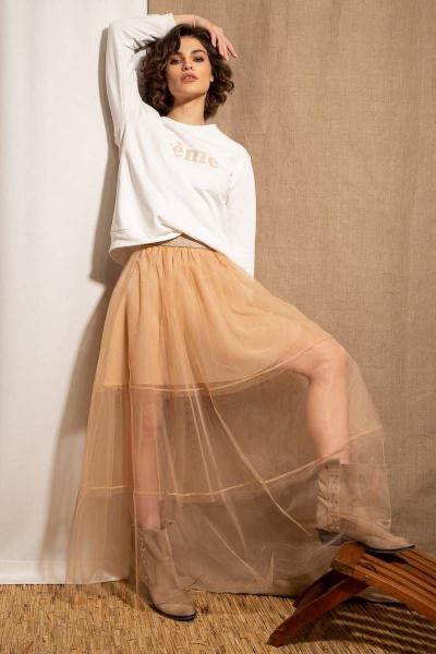 Модная миди юбка из полупрозрачной сетки с воланами Nova Line 3797 - фото 2
