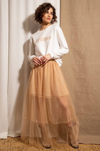 Модная миди юбка из полупрозрачной сетки с воланами Nova Line 3797 - фото 1