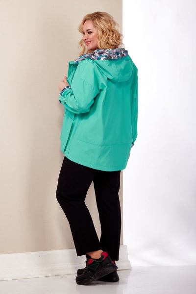 Куртка демисезонная с кокеткой и ярким отделкой Shetti 2118 бирюза - фото 6