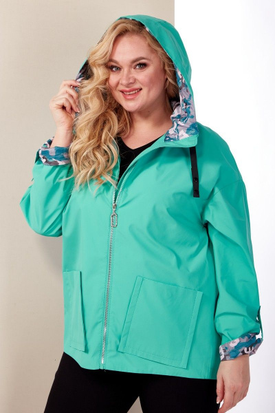 Куртка демисезонная с кокеткой и ярким отделкой Shetti 2118 бирюза - фото 4