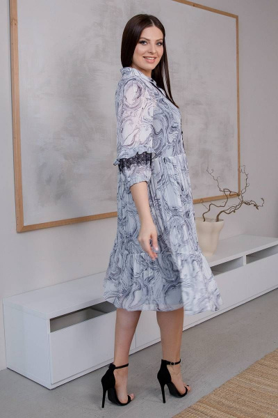 Платье на каждый день А-образного силуэта с кружевом ASV 2604 серый - фото 5