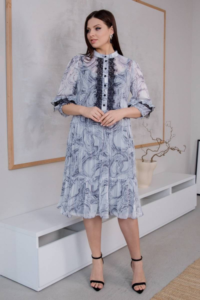 Платье на каждый день А-образного силуэта с кружевом ASV 2604 серый - фото 1