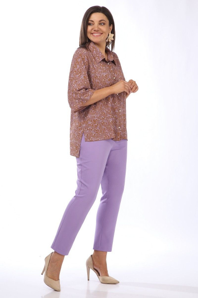 Комплект блузки и брюк с пайетками и кулиской в демисезон Matini 1.1527 фиолет - фото 4