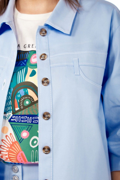 Демисезонный жакет с цельнокроеной застежкой и кокетками Matini 4.1614-1 голубой - фото 12