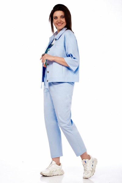 Демисезонный жакет с цельнокроеной застежкой и кокетками Matini 4.1614-1 голубой - фото 8