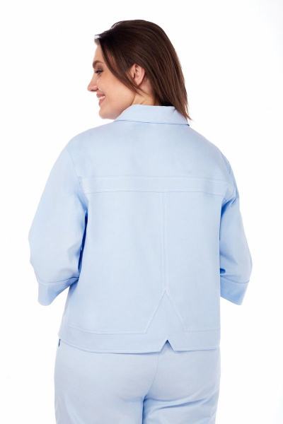 Демисезонный жакет с цельнокроеной застежкой и кокетками Matini 4.1614-1 голубой - фото 11