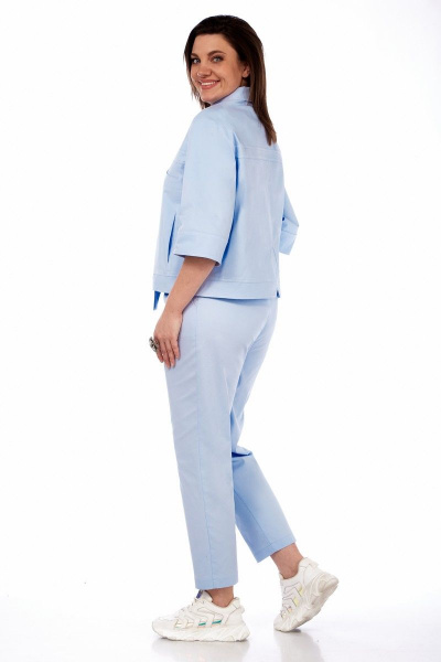 Демисезонный жакет с цельнокроеной застежкой и кокетками Matini 4.1614-1 голубой - фото 9