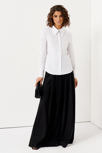 Удлиненная белая блузка с открытой спиной из хлопка Панда 130640w белый - фото 1