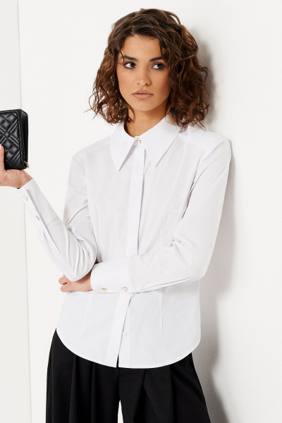 Удлиненная белая блузка с открытой спиной из хлопка Панда 130640w белый - фото 2