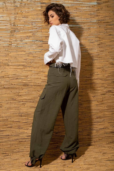 Брюки-карго из легкой ткани с накладными карманами Nova Line 40073 хаки - фото 4