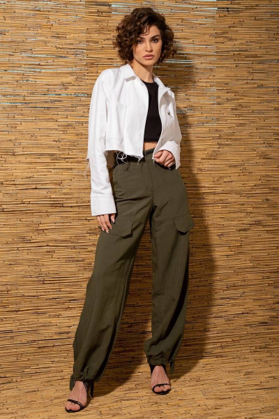 Брюки-карго из легкой ткани с накладными карманами Nova Line 40073 хаки - фото 2