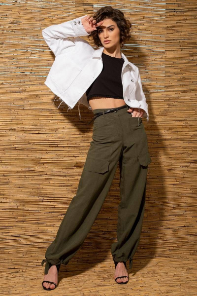 Брюки-карго из легкой ткани с накладными карманами Nova Line 40073 хаки - фото 1