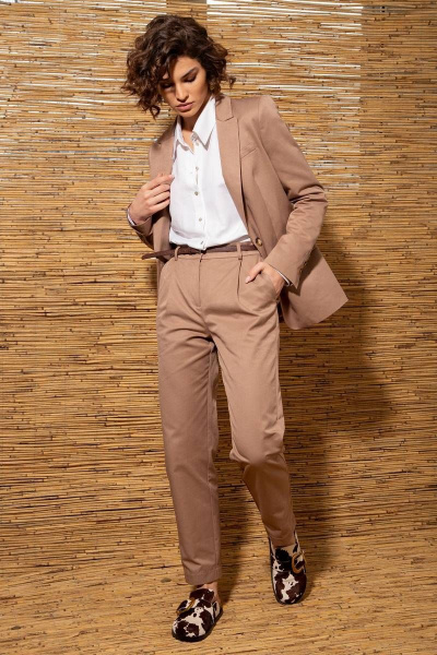Брюки из хлопка с прямым силуэтом и заужением к низу Nova Line 40075 ореховый - фото 2
