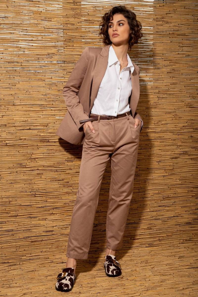 Брюки из хлопка с прямым силуэтом и заужением к низу Nova Line 40075 ореховый - фото 1