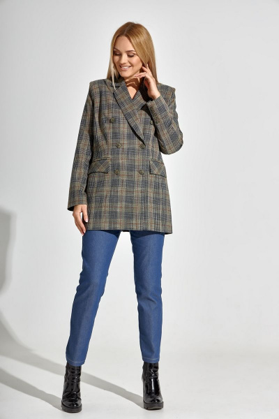 Оверсайз жакет из клетчатой поливискозы с карманами Azzara 897/1 - фото 3