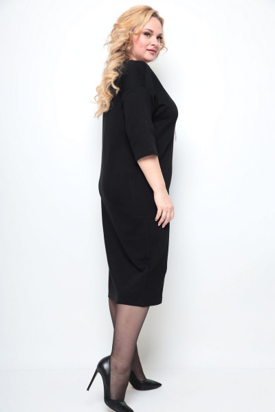 Летнее платье из вискозы с поясом и разрезами Michel chic 2122 черный - фото 5