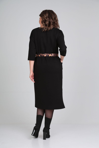 Летнее платье из вискозы с поясом и разрезами Michel chic 2122 черный - фото 7