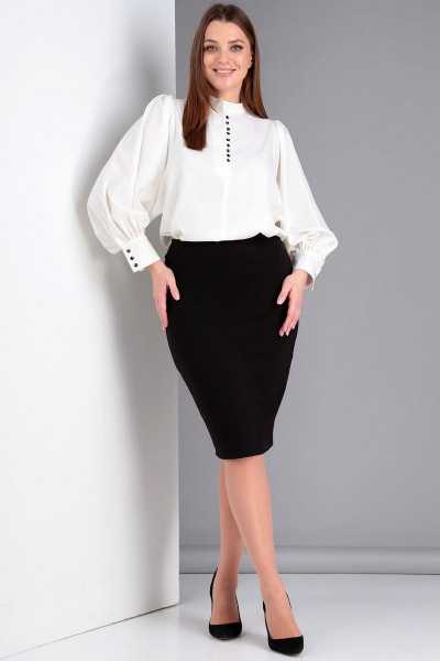 Демисезонная оригинальная блуза с короткими рукавами Таир-Гранд 62423 молочный - фото 5