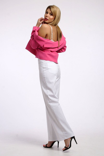 Брюки палаццо со стрелками высокий посадка лето IUKONA Б207 белый - фото 7