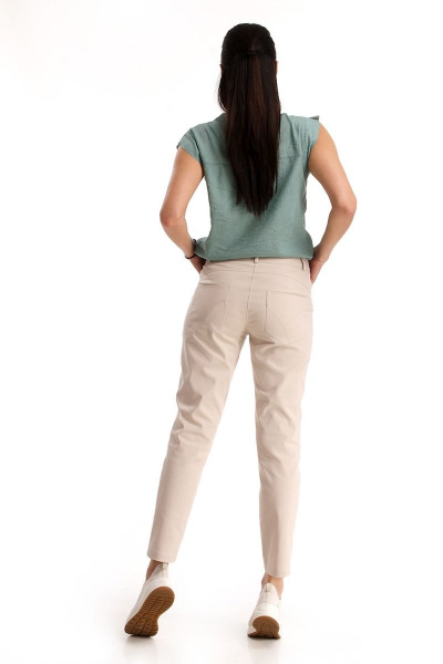 Облегающие укороченные брюки из хлопка с карманами IUKONA Б556 бежевый - фото 5