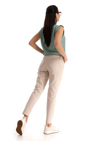 Облегающие укороченные брюки из хлопка с карманами IUKONA Б556 бежевый - фото 4