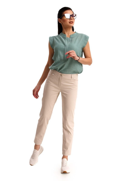Облегающие укороченные брюки из хлопка с карманами IUKONA Б556 бежевый - фото 3