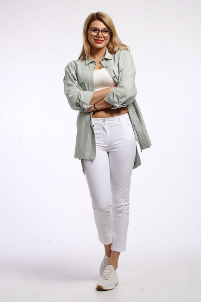 Облегающие укороченные брюки из хлопка с карманами IUKONA Б556 белый - фото 4